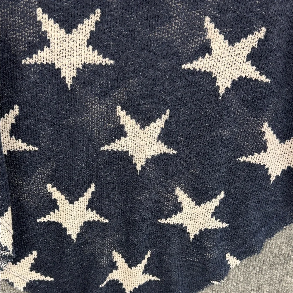 Vintage Havana Star Sheer Hooded Knit Pullover - Navy & Cream Small - Picture 7 of 14